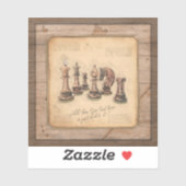 Schaakstukken op Grunge Houten Bordspeler Gift Sticker (Vel)
