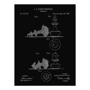 schaakstukken patentblauwdruk foto afdruk