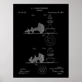  schaakstukken patentblauwdruk poster