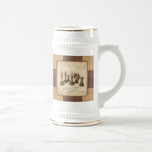 Schaakstukken schets kunst. Speler cadeau Bierpul (Rechts)