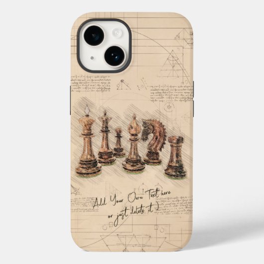 Schaakstukken  schets kunst. Speler cadeau Case-Mate iPhone Case (Achterkant)