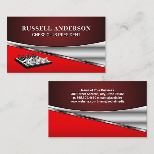 Schaakstukken Set op Schaakbord Visitekaartje (Voorkant / Achterkant)