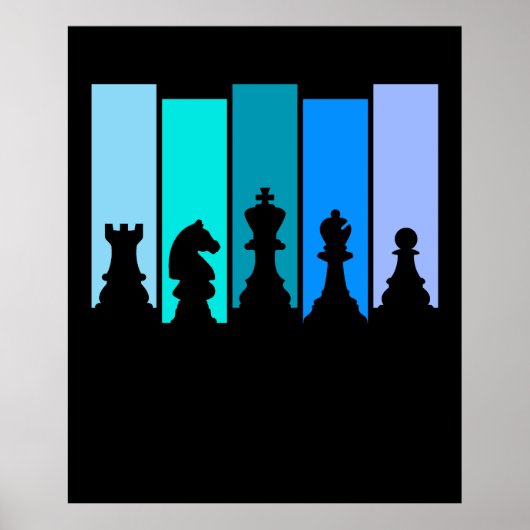 Schaakstukken Silhouet Poster (Voorkant)
