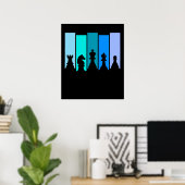 Schaakstukken Silhouet Poster (Thuiskantoor)