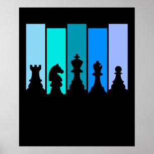 Schaakstukken Silhouet Poster