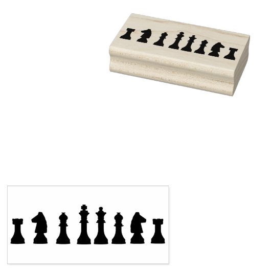 schaakstukken silhouet rubberstempel (Gestempeld)