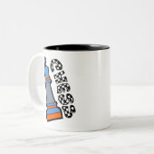 schaakstukken tweekleurige koffiemok (Voorkant links)
