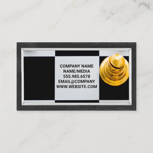 Schaakstukken van goud en zilver visitekaartje (Achterkant)