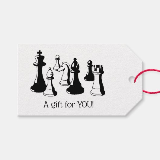 Schaakstukken Vintage Kunst #2 Cadeaulabel (Voorkant (Horizontaal))