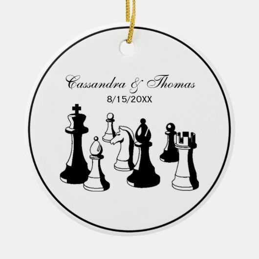 Schaakstukken Vintage Kunst #2 Keramisch Ornament (Voorkant)