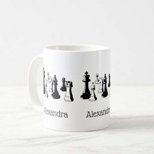 Schaakstukken Vintage Kunst #2 Koffiemok (Voorkant links)