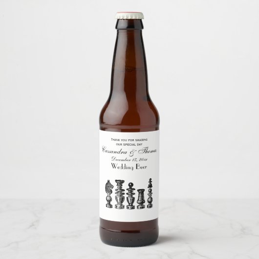 Schaakstukken Vintage Kunst Bier Etiket (Voorkant)