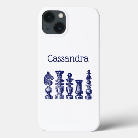 Schaakstukken Vintage Kunst Blauw Case-Mate iPhone Case (Achterkant)