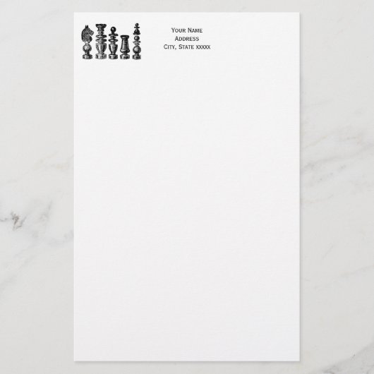 Schaakstukken Vintage Kunst Briefpapier (Voorkant)