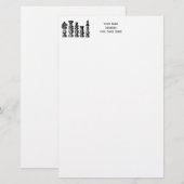 Schaakstukken Vintage Kunst Briefpapier (Voorkant / Achterkant)