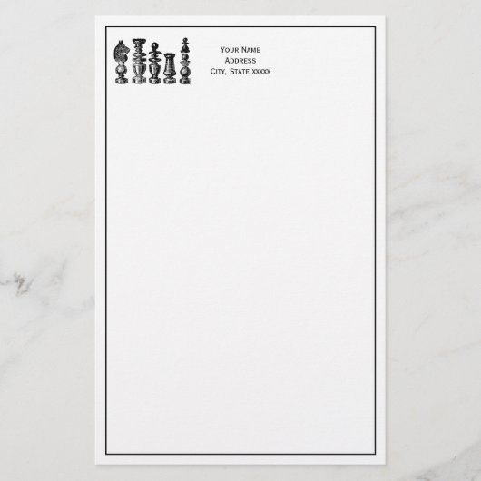 Schaakstukken Vintage Kunst Briefpapier (Voorkant)