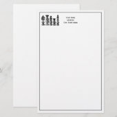 Schaakstukken Vintage Kunst Briefpapier (Voorkant / Achterkant)