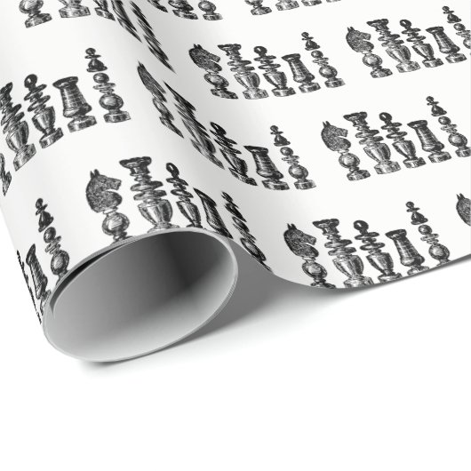 Schaakstukken Vintage Kunst Cadeaupapier (Rol Hoek)