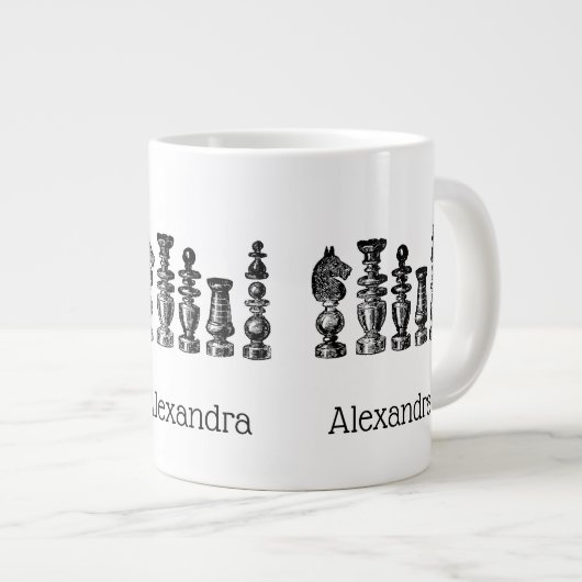 Schaakstukken Vintage Kunst Grote Koffiekop (Voorkant rechts)