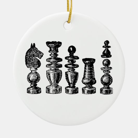Schaakstukken Vintage Kunst Keramisch Ornament (Voorkant)