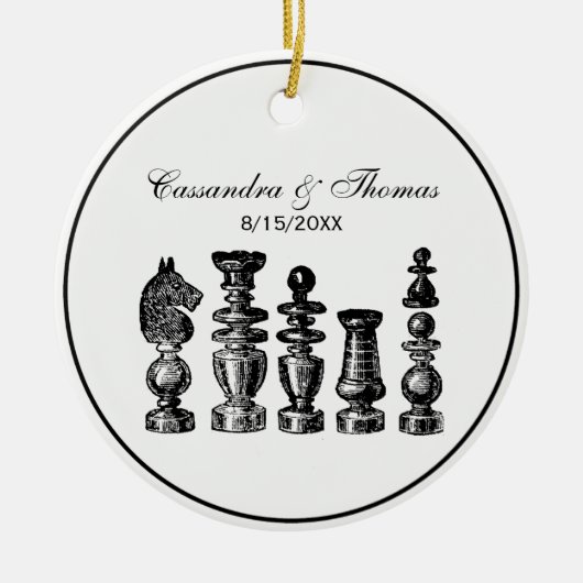 Schaakstukken Vintage Kunst Keramisch Ornament (Voorkant)