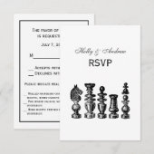 Schaakstukken Vintage Kunst RSVP Kaartje (Voorkant / Achterkant)