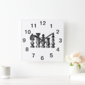 Schaakstukken Vintage Kunst Vierkante Klok (Huis)