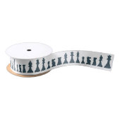 Schaakstukken zwart en wit satijnen lint (Spoel)