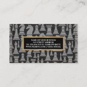 schaakstukpatroon | gestikt leer visitekaartje (Achterkant)