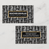 schaakstukpatroon | gestikt leer visitekaartje (Voorkant / Achterkant)