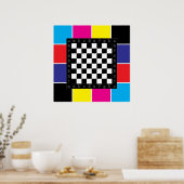 schaaktabel op CMYK-achtergrond Poster (Keuken)
