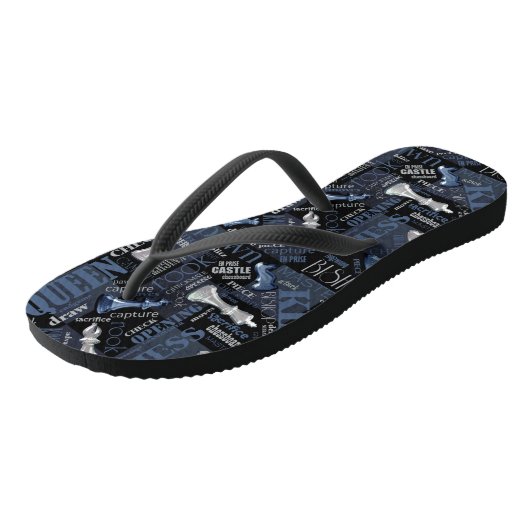Schaaktermen en stukken Zilver en Blauw ID784 Teenslippers (Schuin)