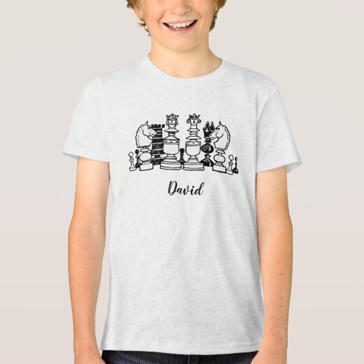 Schaakthema gepersonaliseerd kinder T-shirt (Voorkant)