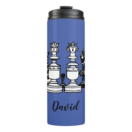 Schaakthema gepersonaliseerde drinkbeker thermosbeker (Voorkant)