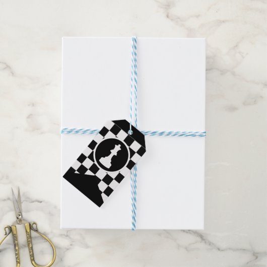 Schaakthema Gift Labels - Zwart & Wit Design Cadeaulabel (Met Touw)
