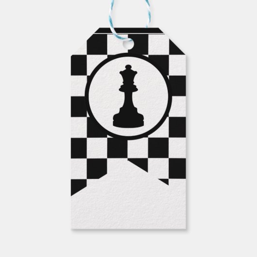 Schaakthema Gift Labels - Zwart & Wit Design Cadeaulabel (Achterkant)