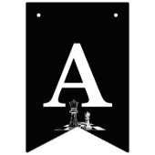 Schaakthema Happy Birthday Banners - Zwart & Wit (Derde vlag)