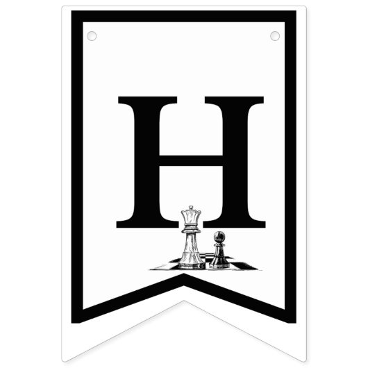 Schaakthema Happy Birthday Banners - Zwart & Wit (Tweede vlag)