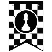 Schaakthema Happy Birthday Banners - Zwart & Wit (Eerste vlag)