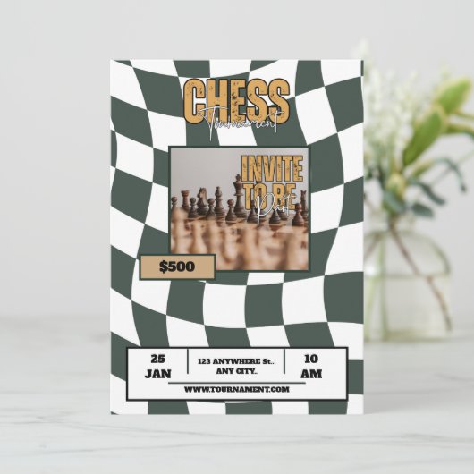 schaaktoernooi school universiteit evenement kaart (Staand voorkant)
