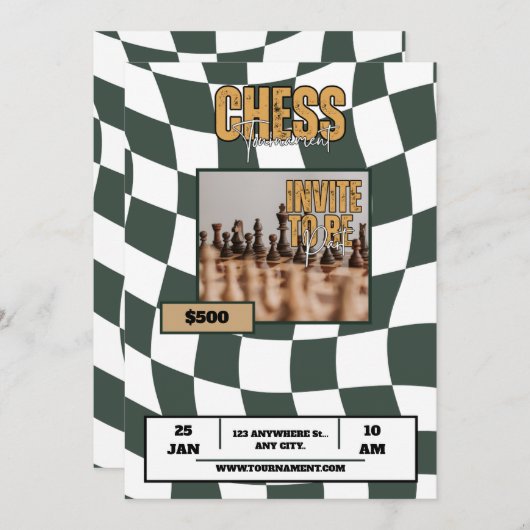 schaaktoernooi school universiteit evenement kaart (Voorkant / Achterkant)