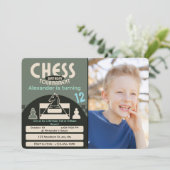 Schaaktoernooi Verjaardagsfeest Groen Thema foto Kaart (Staand voorkant)
