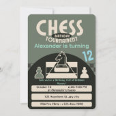Schaaktoernooi Verjaardagsfeest Groen Thema Game Kaart (Voorkant)