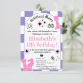 Schaaktoernooi Verjaardagsfeest voor meisjes Thema Kaart (Staand voorkant)