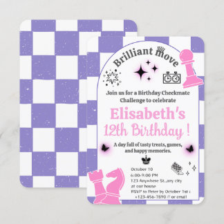 Schaaktoernooi Verjaardagsfeest voor meisjes Thema Kaart