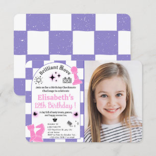 Schaakverjaardagsfeestje voor haar meisje Custom P Kaart