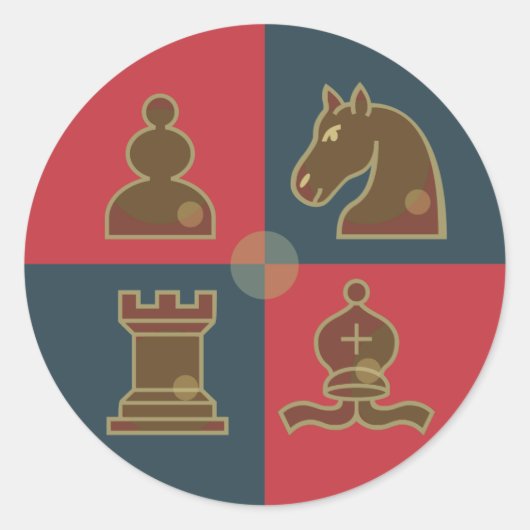 Schaakvierkanten Ronde Sticker (Voorkant)