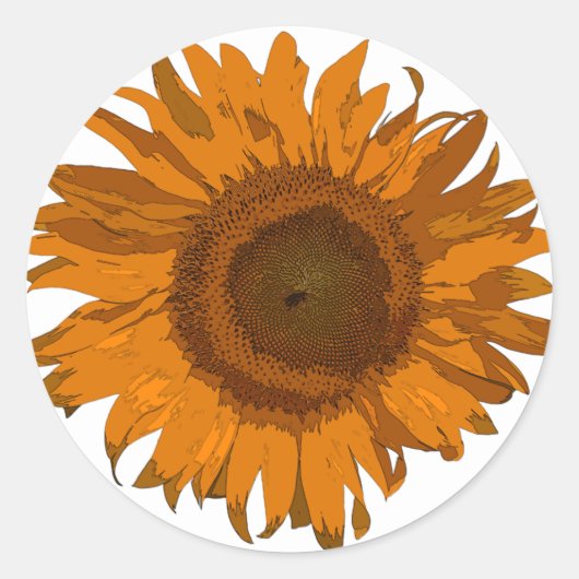 Schaakvolle Oranje Pop Art Sunflower Ronde Sticker (Voorkant)