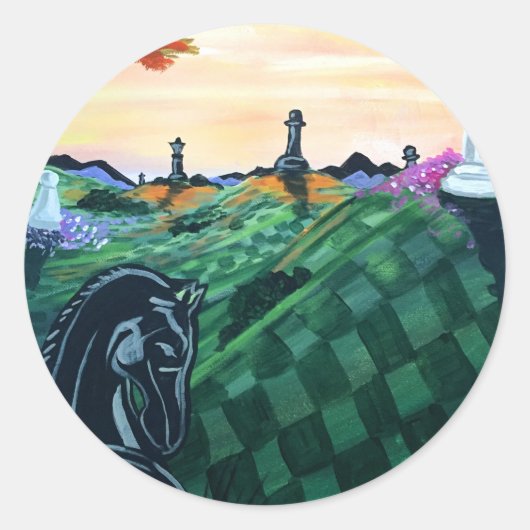 Schaakwereld Ronde Sticker (Voorkant)