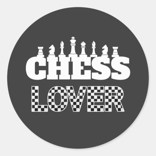 Schaakwoord Witte stukken Lover Board Patroon Ronde Sticker (Voorkant)